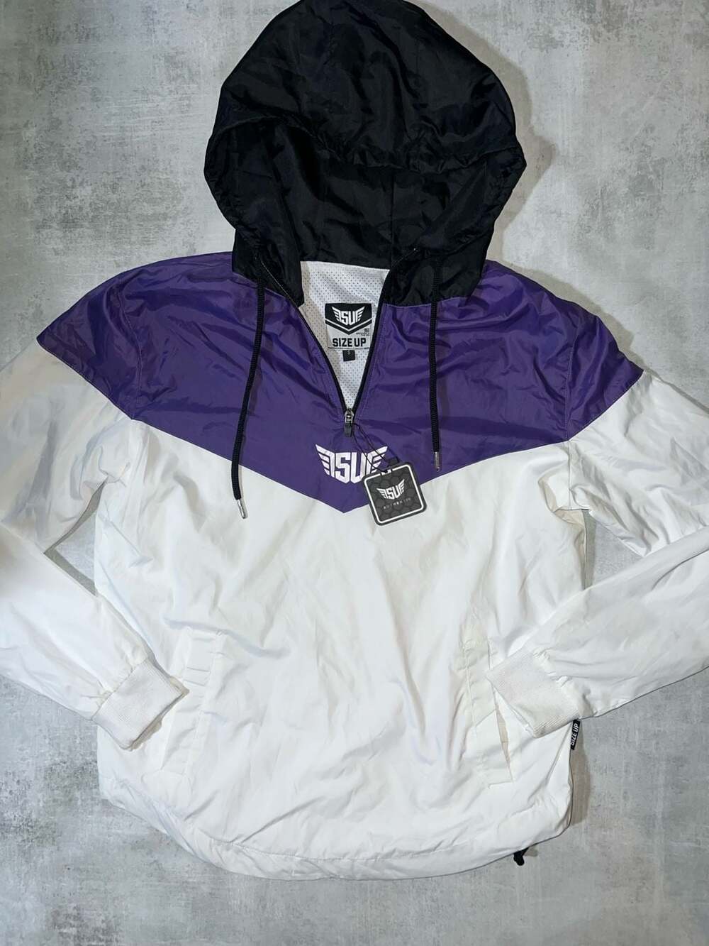 Size Up Apparel Half-Zip Hooded Windbreaker Jacket